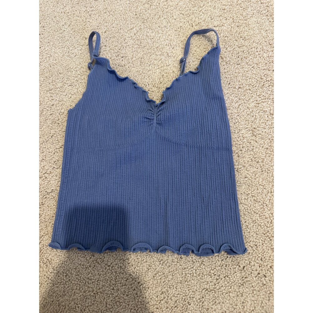 Out From Under Ribbed Cami Crop Tank - Size XS/S - Slate Blue